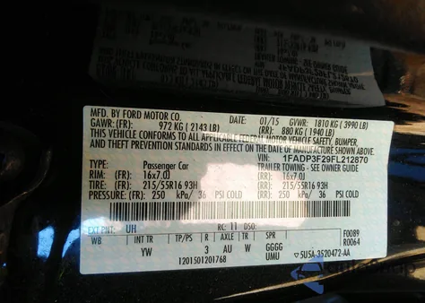 2015 Ford Focus Se из США, поврежденный, VIN 1FADP3F29FL212870